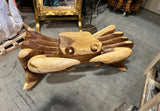1970s Rare Wooden Hand Carved Crab Coffee Table