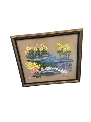 Framed Floral Handmade Needlepoint