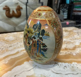 Small Asian Ceramic Detailed Decorative Egg With Gold Accents
