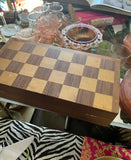 Foldable Wooden Chess Set With Marble Pieces *2 Chess Pieces Missing*