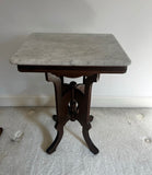 1970s Marble Top Wooden Side Table