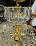Large Wedding Lucite and Brass Chandelier