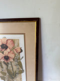 Antique Framed Signed Print of Pink Flower