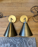 Pair of Art Deco Bronze Wall Light Fixtures