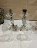Pair of Glass Table Lamps With Glass Shades