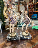 Pair of Ceramic Italian Ballerina Figurines With Marble Bases