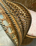 Petite Vintage Wicker Peacock Chair and Cushion