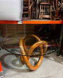 Wooden Knot Dining Table With Glass Top