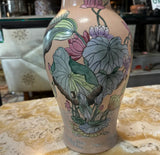 Asian Style Vintage Ceramic Pink Floral Vase