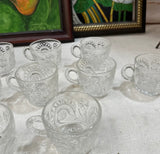 1970s Collection of Small Glass Cups With Sun Designs- Set of 10