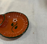 Pair of Small Ceramic Spanish Olive Serving Dishes With Floral Details