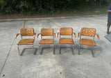 Collection of Cantilever Marcel Breuer Leather Woven and Chrome Chairs- Set of 4