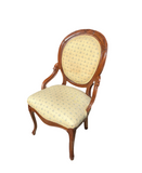Wooden Antique Chair With Yellow Covered Cushions