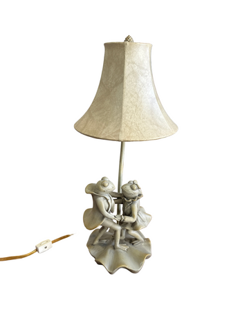1970s Ceramic Vintage Dancing Frogs Table Lamp with Shade