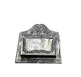 Small Silver Etched Business Card Holder/Office Decor
