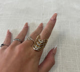 Gold and Silver Abstract Ring With Jewels