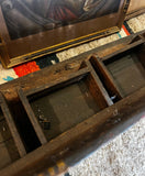 Wooden Vintage Red Shelf With Carved Details and Drawers