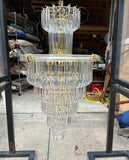 Large Wedding Lucite and Brass Chandelier