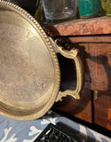 1970s Heavy Brass Etched Detailed Decorative Tray