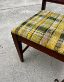1970s Wooden Accent Chair With Green Plaid Cushion