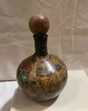 Vintage Wooden Italian Decanter With Paper Mache Accents