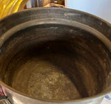 Large Hand Hammered Footed Brass Planter Bucket