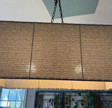 Mid 20th Century Rectangular Minimalist Linen Chandelier With Double Bulb