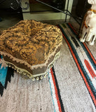 Vintage Tufted Ottoman With Tassels