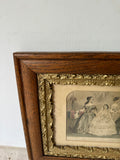 Antique Ladies Print in Wooden Frame