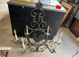 Vintage Black Metal Rustic Style Rooster Chandelier With Leaf Accents