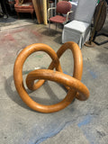 1970s Wooden Knot Dining Table and Glass Top