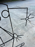 Handmade Black Metal Figurative Flat Sculpture