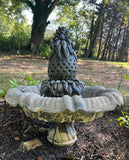 Large Concrete Pineapple Outdoor Fountain/Bird Bath, Signed