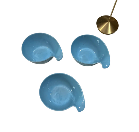 Trio of Small Blue Ceramic Bowls