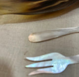 Horn Carved Bowl and Mother of Pearl Utensils Collection- Set of 3