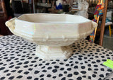 White Ceramic Iridescent Geometric Decorative Bowl