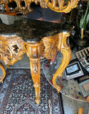 Vintage Syroco Detailed Mirror and Console Table With Stone Top Set