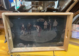 Vintage Needlepoint Golf Wooden Tray