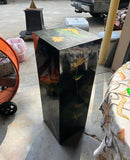 Square Pedestal Black Lacquer With Asian Lotus Accents