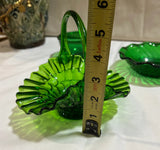 Green Glass Collection of Decorative Bowls