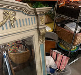 Large Vintage Table Mirror With Blue and Gold Accents