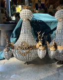 Pair of Gold Deer Head Hollywood Regency Chandeliers