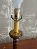 Vintage Mid-Century Modern Wooden Table Lamp with Gold Accents