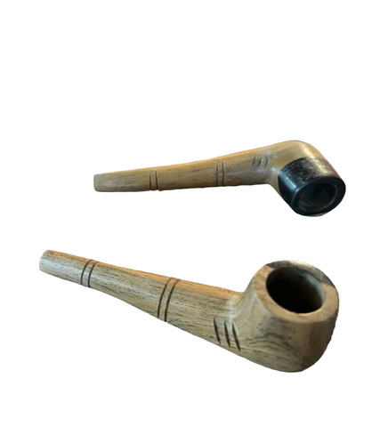 Dominican Wooden Pair of Hand Carved Pipes