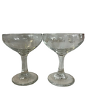Pair of Bride and Groom Etched Champagne Glasses