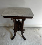 1970s Marble Top Wooden Side Table