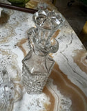 1970s Glass Bottle With Stopper and Ashtray Pair