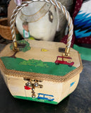 Wooden Vintage Children's Basket With Handle