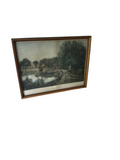 Framed Print of Stone Bridge and Lake, Signed by Artist