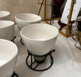 Large Collection of White Ceramic Bowls With Candle Warmers- Set of 30
